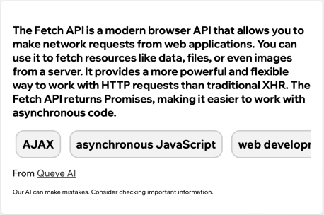 Queye AI responds to Fetch